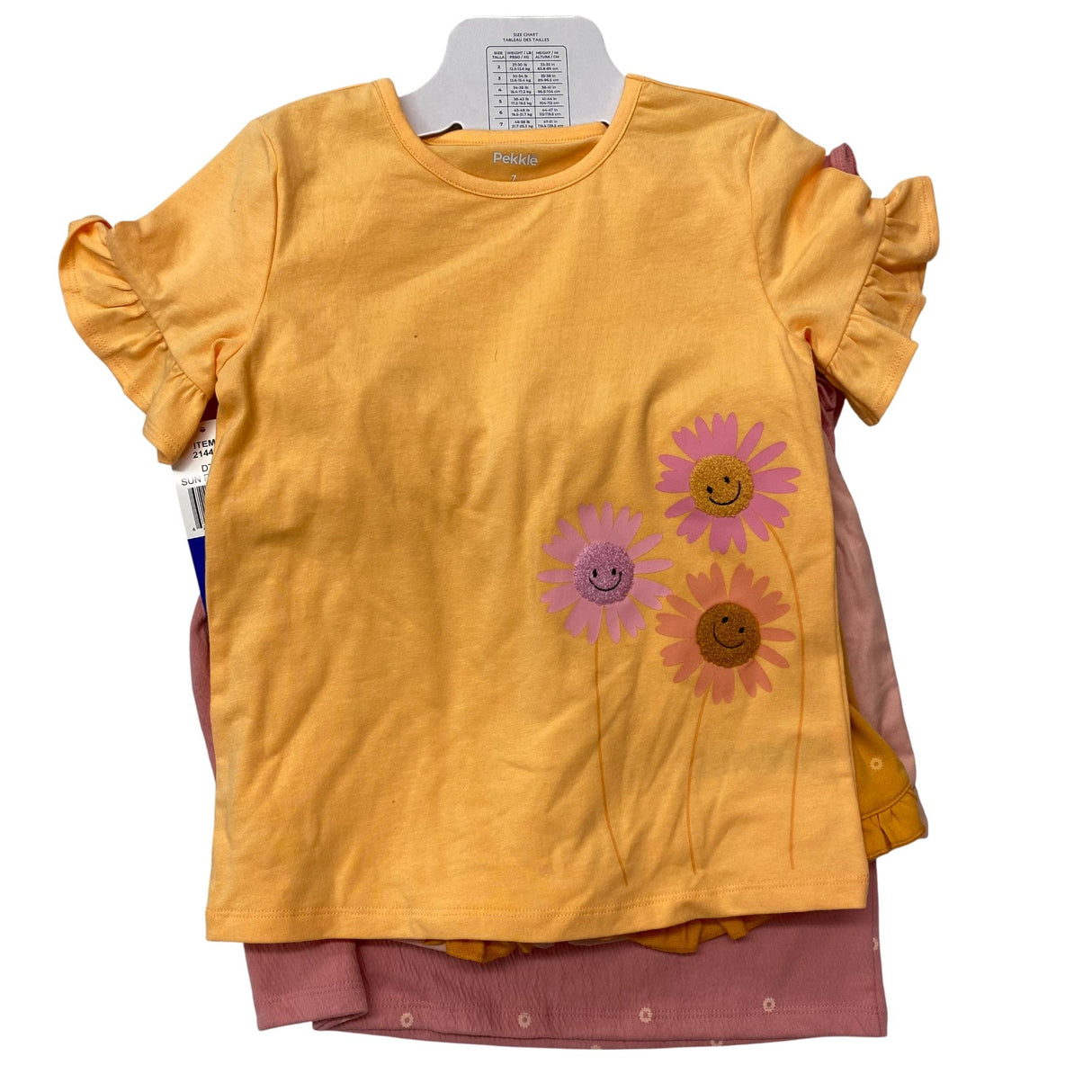 Pekkle Girl's 4 Piece Shorts & Tee set SIZE - 7