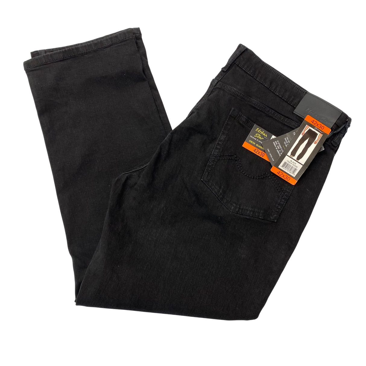 Urban Star Men's Straight Leg Jeans - Black SIZE - 42