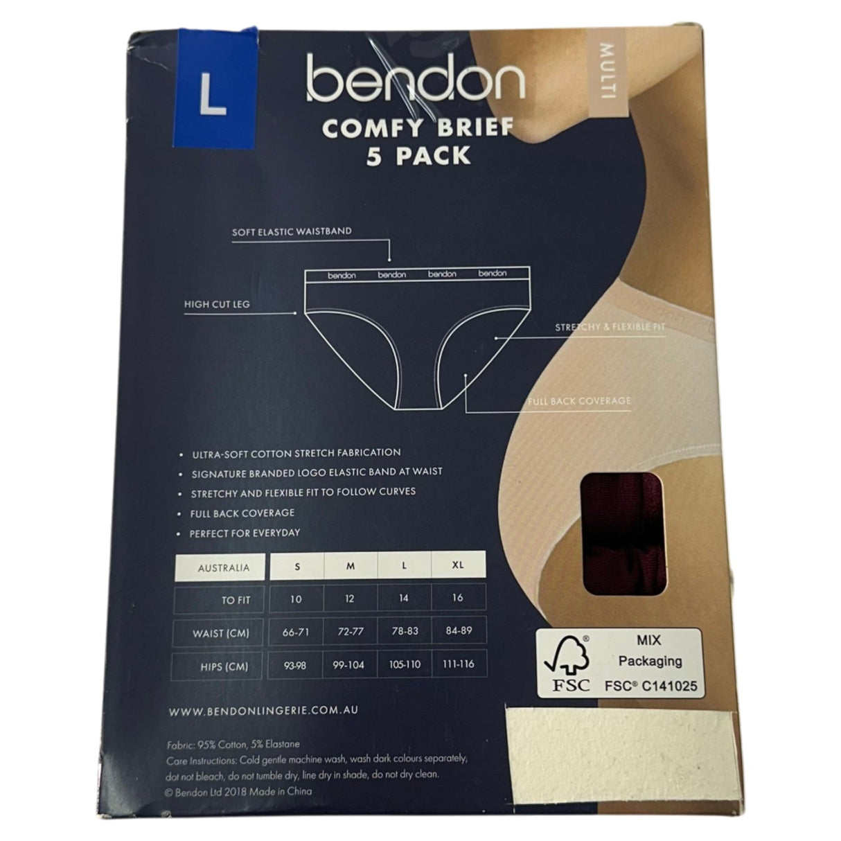 Bendon Women's 5x Comfy Brief Multicolour SIZE - Large
