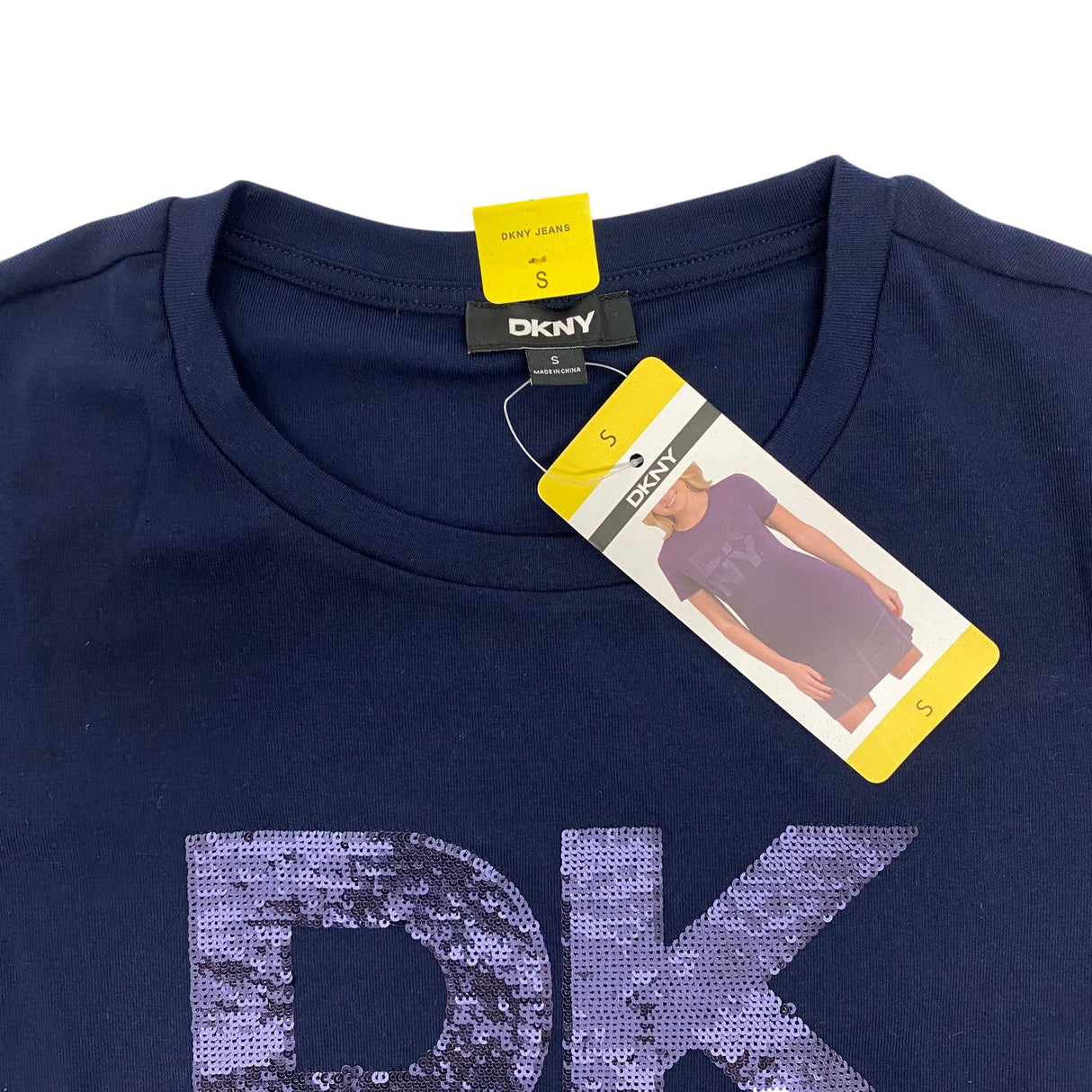 DKNY Women's Sequin Logo T-shirt Dress SIZE - Small
