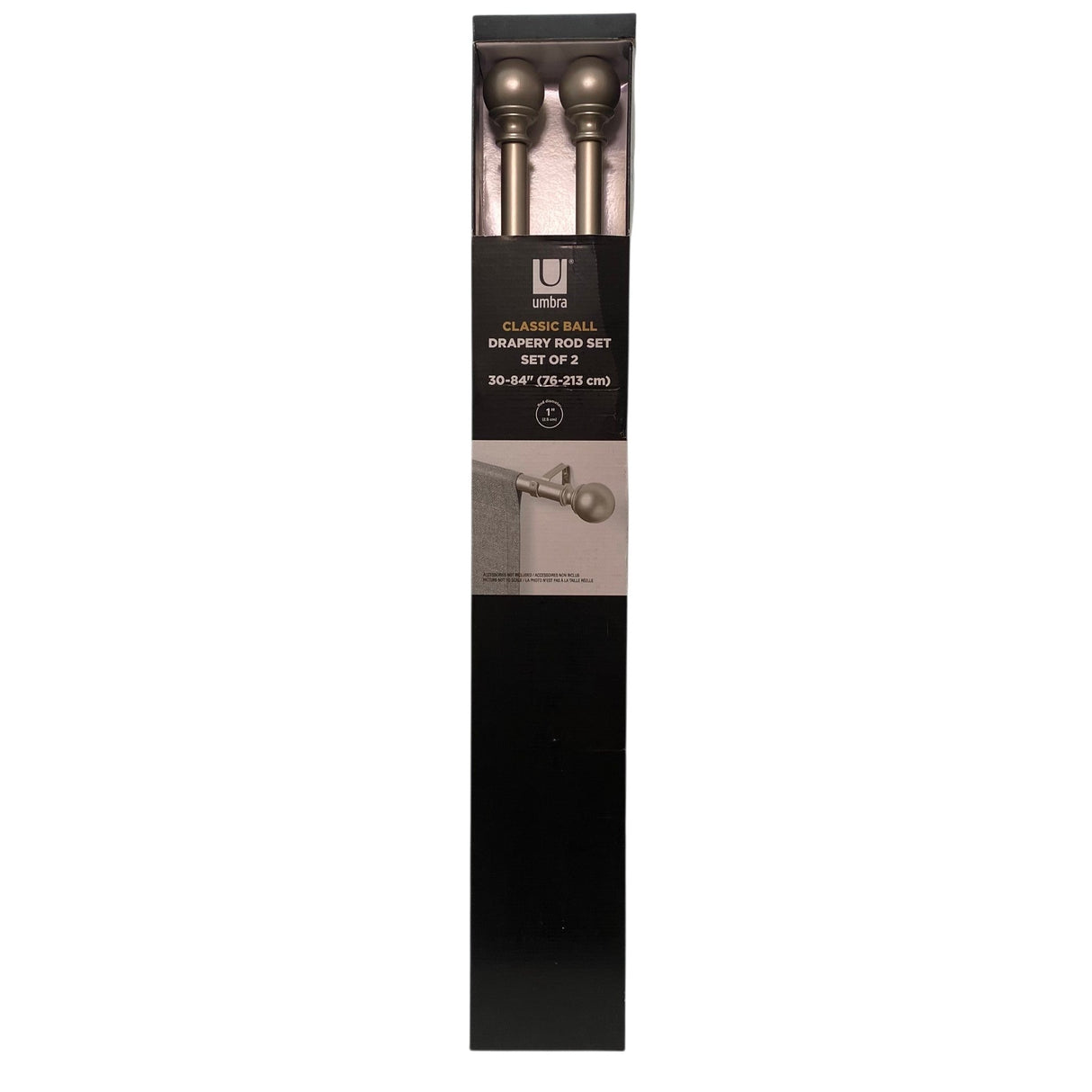 Umbra Ball End Curtain Rod 2 Pack - Nickel - 76 - 213 cm