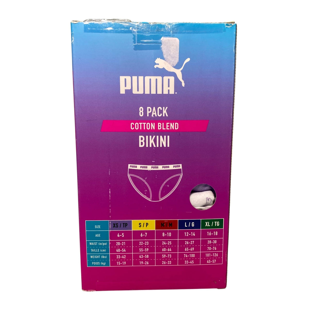 Puma Girls 8x Bikini Briefs SIZE - Large