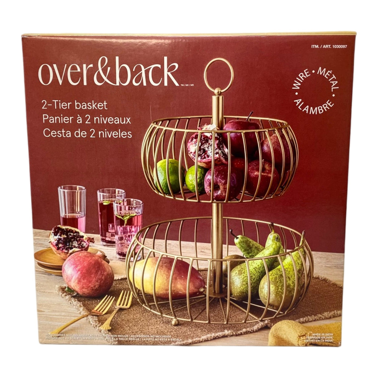 Over&Back 2-Tier Gold-Tone Fruit Basket