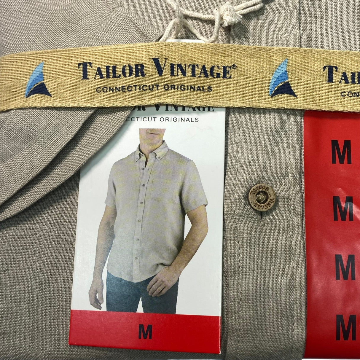 Tailor Vintage Men's Short Sleeve Linen Button-Up Shirt SIZE - Medium
