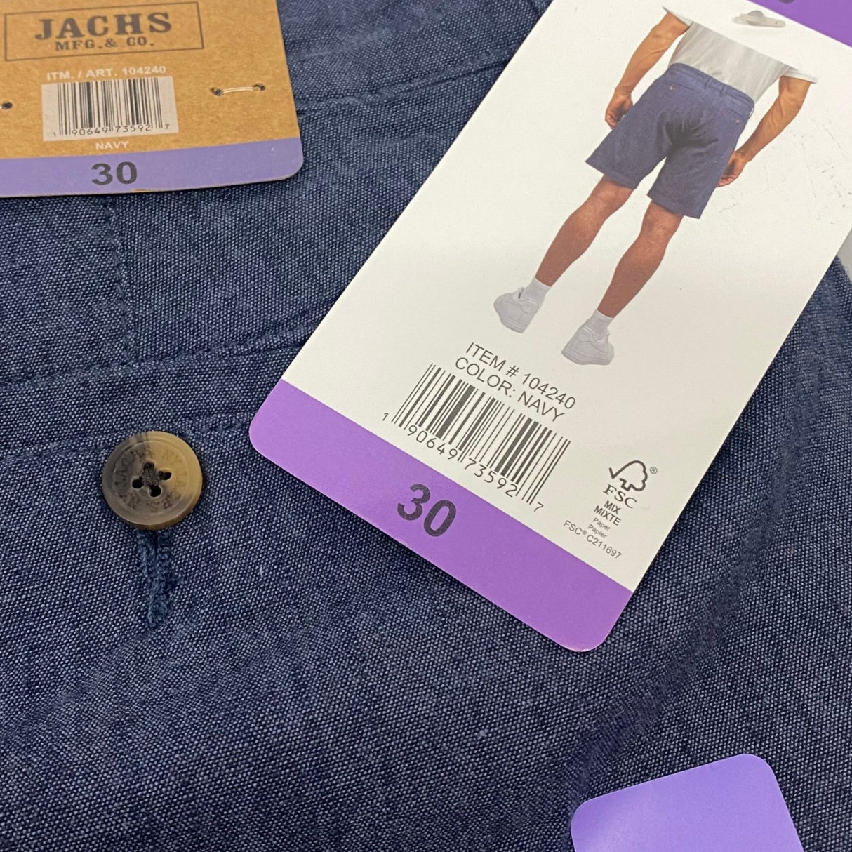 Jachs Men's Chambray Shorts - Navy SIZE - 30