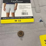 Tailor Vintage Men's Stretch Linen Cotton Walking Short - Quiet Grey SIZE - 32