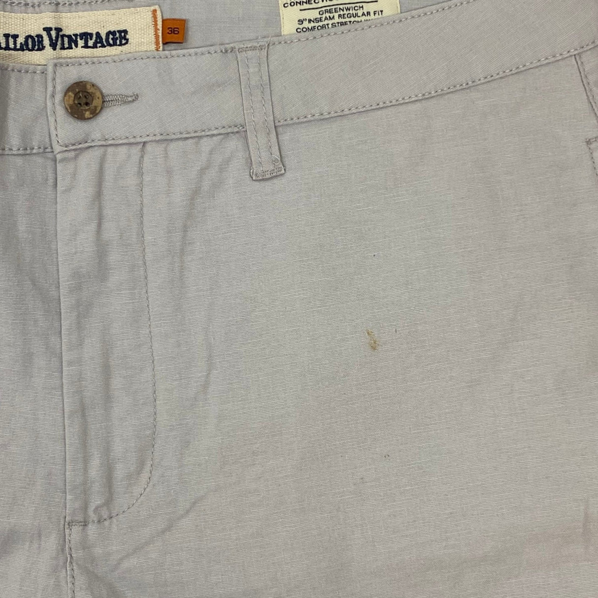 Tailor Vintage Men's Stretch Linen Cotton Walking Short - Quiet Grey SIZE - 36