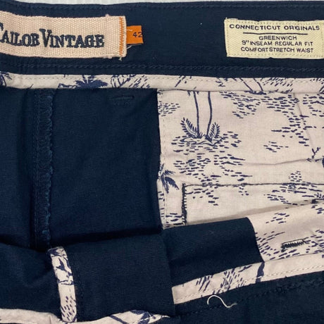 Tailor Vintage Men's Stretch Linen Cotton Walking Short - Navy SIZE - 42