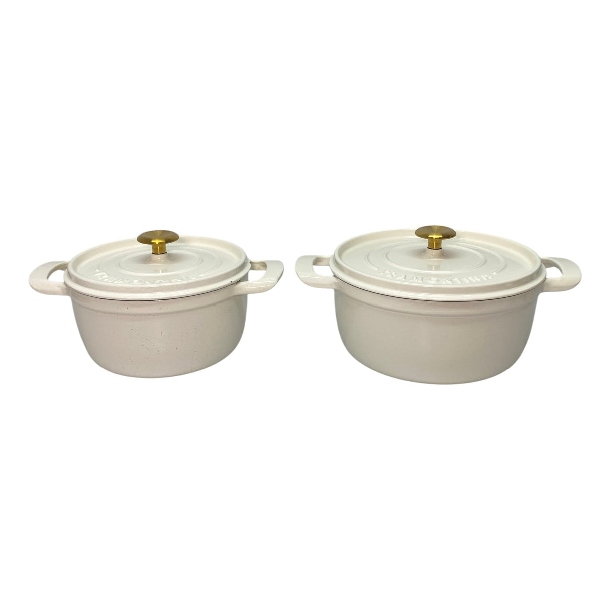 Tramontina 2x Enamelled Cast Iron Dutch Ovens - White