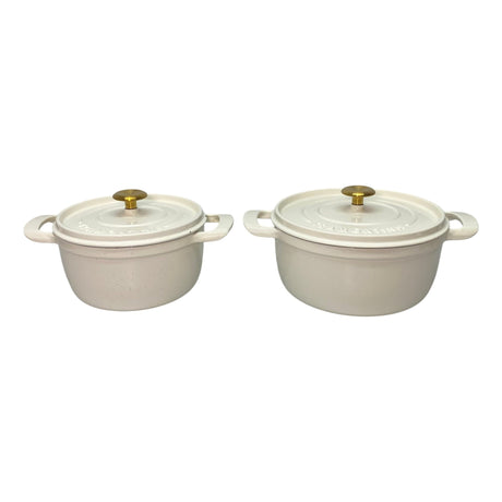 Tramontina 2x Enamelled Cast Iron Dutch Ovens - White