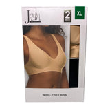 Jezebel Women's 2 Pack Wire-Free Bra Nude/Black SIZE - Extra Large