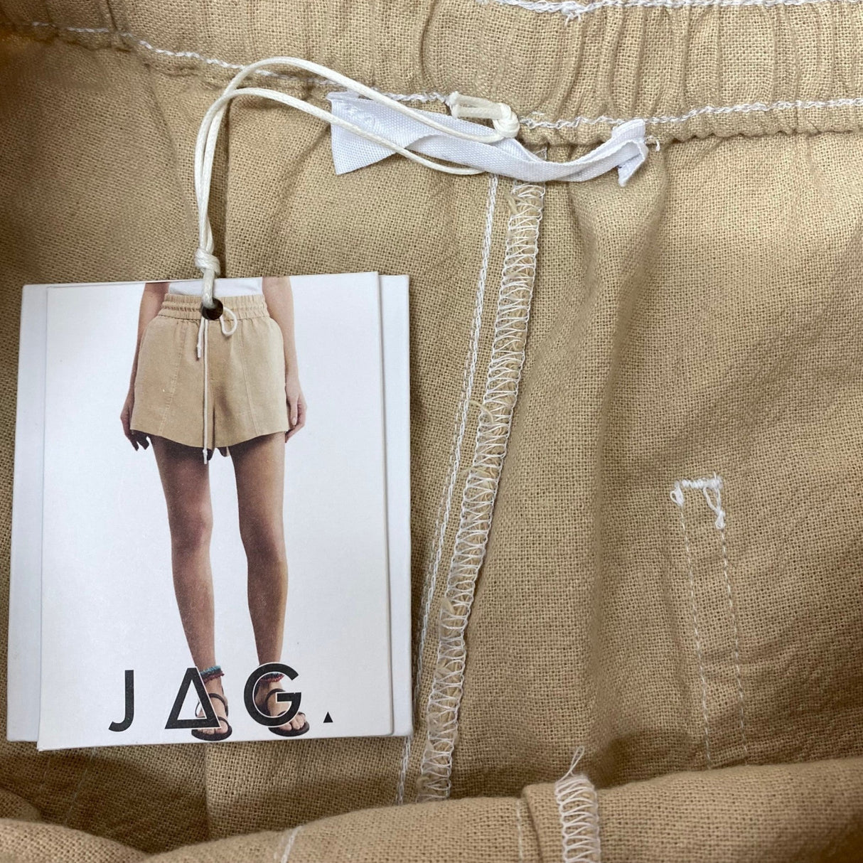 JAG Women's Contrast Stitch Linen Shorts SIZE - 14