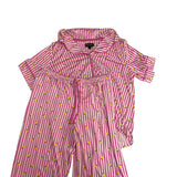 Room Service Women's Notch Collar PJ Set - Pink Stripe/Lemon SIZE - Large