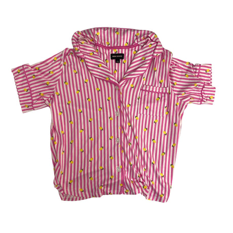 Room Service Women's Notch Collar PJ Set - Pink Stripe/Lemon SIZE - Large