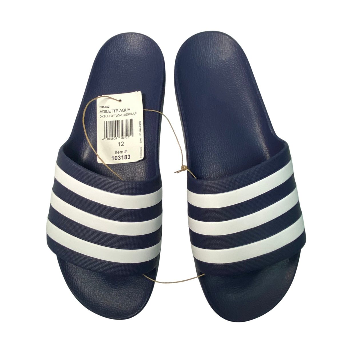 Adidas Men's Adilette Aqua Slide Sandal - Navy/White SIZE - 12