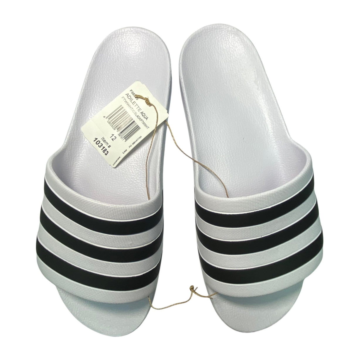 Adidas Men's Adilette Aqua Slide Sandal - White/Black SIZE - 12