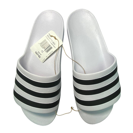 Adidas Men's Adilette Aqua Slide Sandal - White/Black SIZE - 12