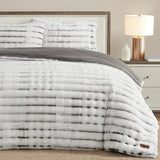 Frye 3 Piece Faux Fur Comforter Set - Queen - Grey