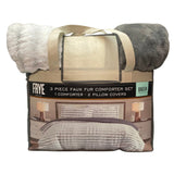 Frye 3 Piece Faux Fur Comforter Set - Queen - Grey