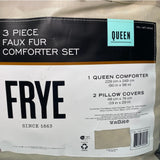 Frye 3 Piece Faux Fur Comforter Set - Queen - Grey