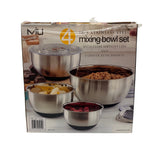 Miu 10 Piece Stainless Steel Mixing Bowl Set with Lids and Grater Attachments