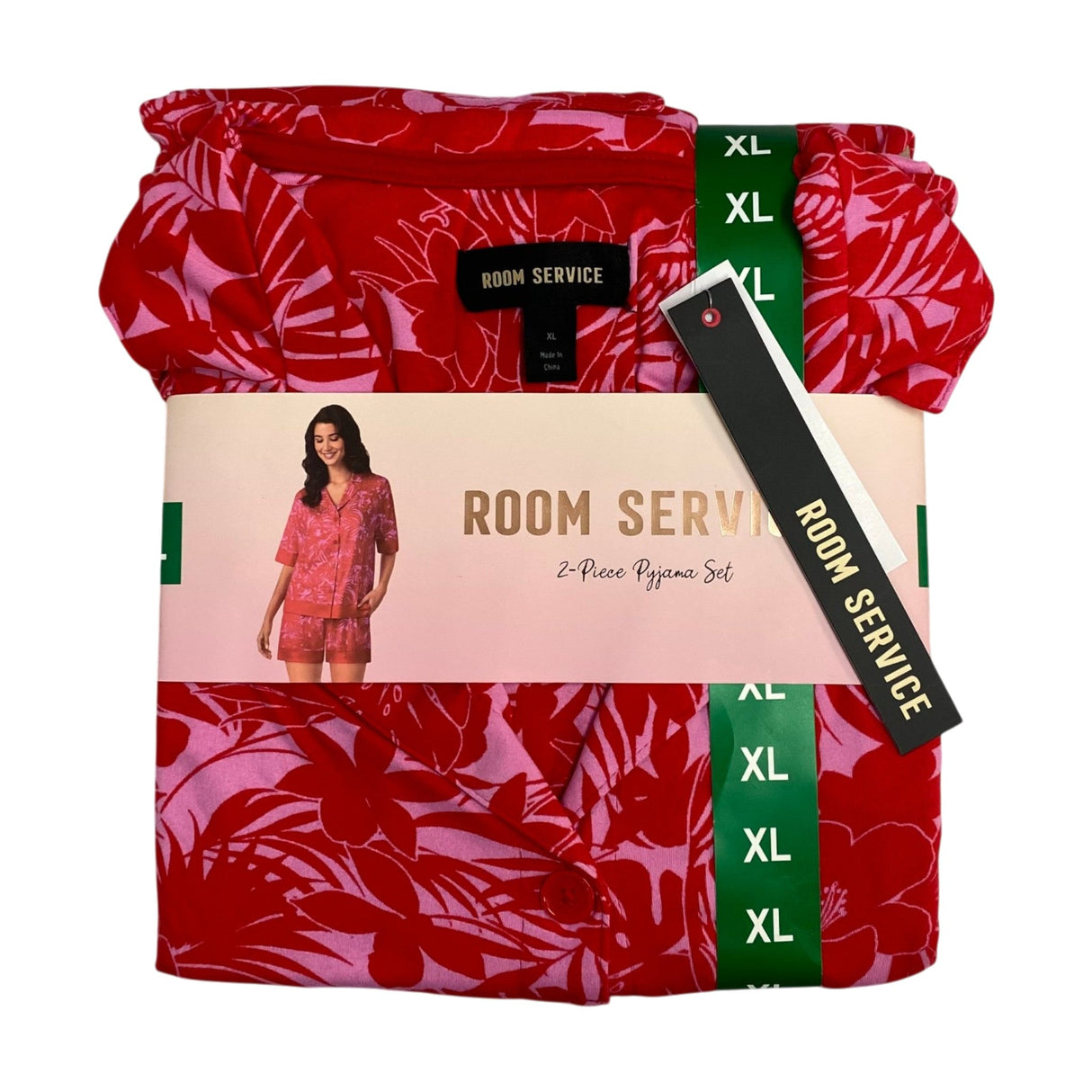 Room Service Women's 2 Piece Notch Collar Short Pyjama Set SIZE - Extra Large