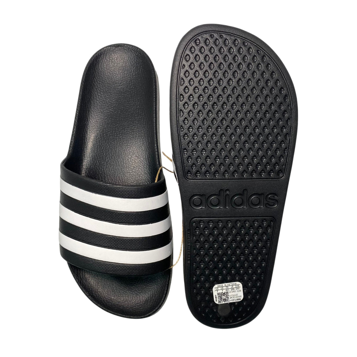 Adidas Men's Adilette Aqua Slide Sandal - Black/White SIZE - 7