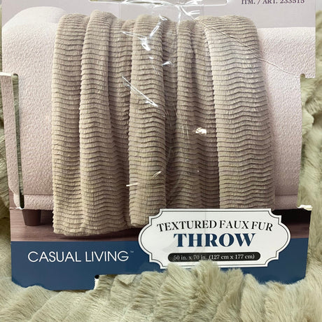 Casual Living Natalie Faux Fur Throw - 127cm x 177cm - Tan