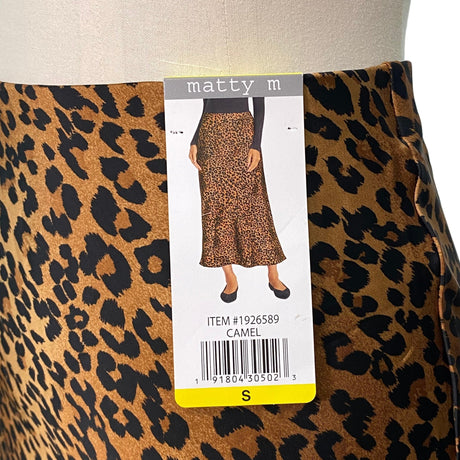 Matty M Women's Satin Midi Skirt - Leopard Print SIZE - Small