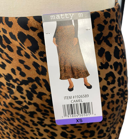 Matty M Women's Satin Midi Skirt - Leopard Print SIZE - Extra Small