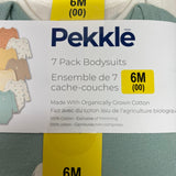 Pekkle Kid's 7 Pack Bodysuit Organic Cotton - Yellow - 6 Months SIZE - 6