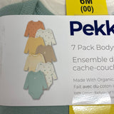 Pekkle Kid's 7 Pack Bodysuit Organic Cotton - Yellow - 6 Months SIZE - 6