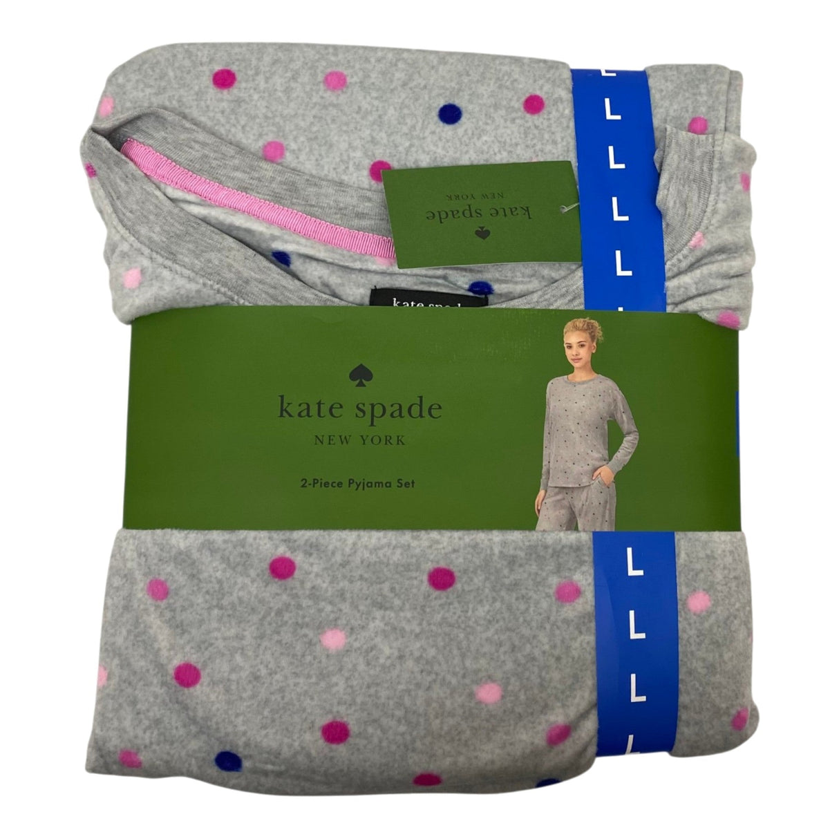 Kate Spade Women's 2 Piece Velour Pyjama Set - Polka Dot SIZE - Large