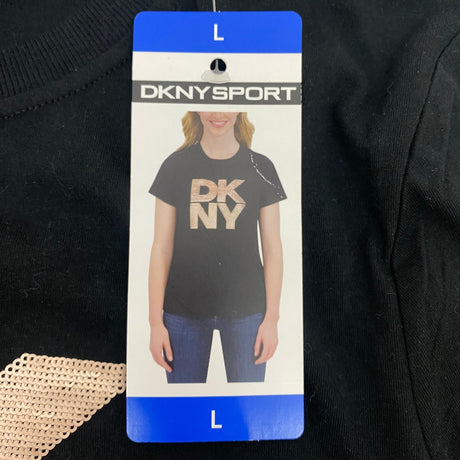 DKNY Women's Sequin Logo T-Shirt SIZE - Large