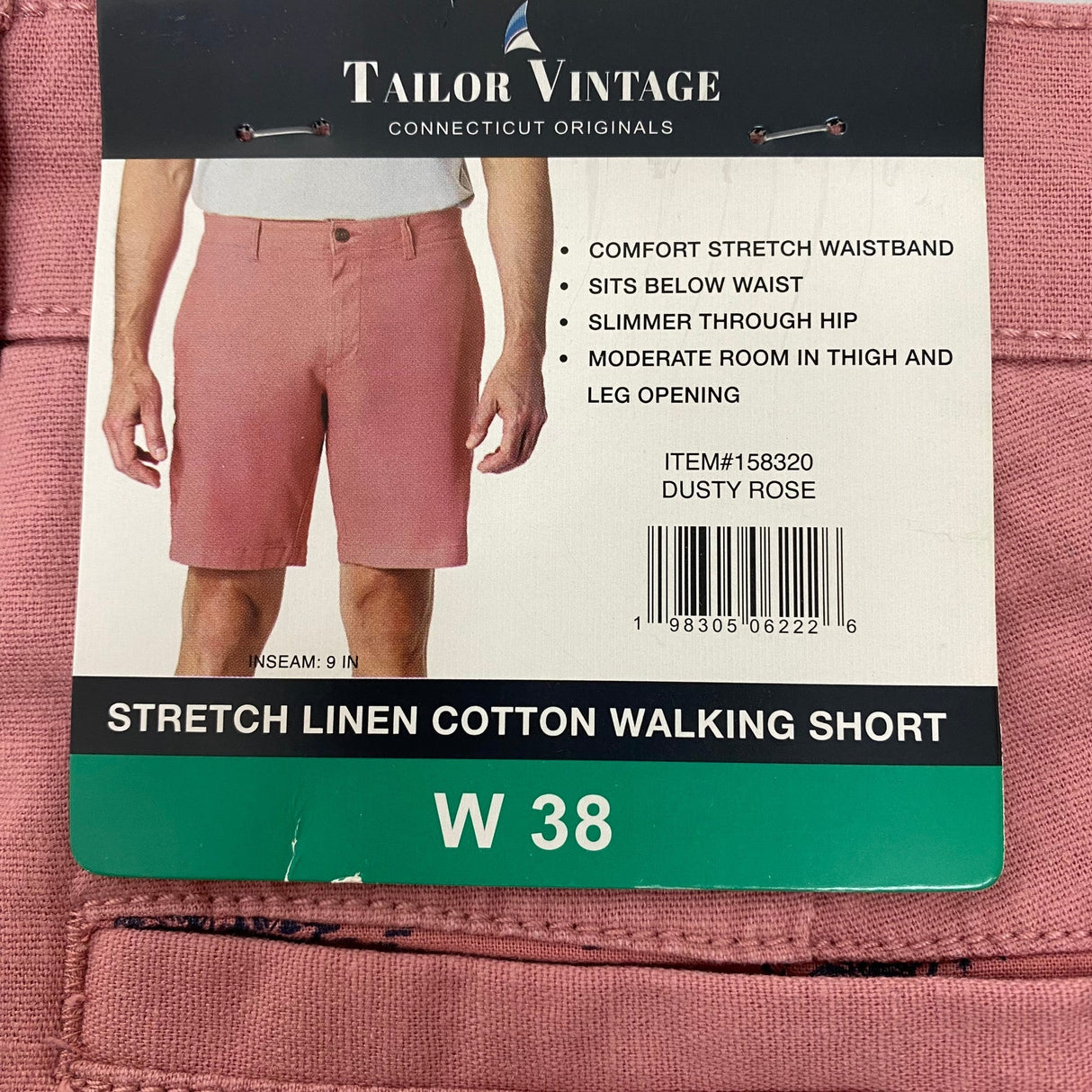 Tailor Vintage Men's Stretch Linen Cotton Walking Short SIZE - 38