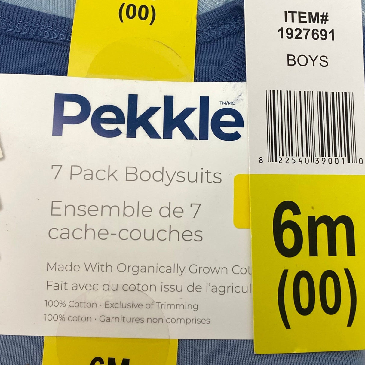 Pekkle Kid's 7 Pack Bodysuit 6 Months SIZE - 6