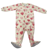 Pekkle Girl's Fleece Sleepsuit - Hearts - 12 Months SIZE - 1