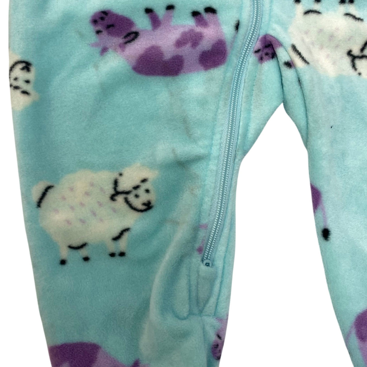 Pekkle Girl's Fleece Sleepsuit - Sheep & Cow - 12 Months SIZE - 1