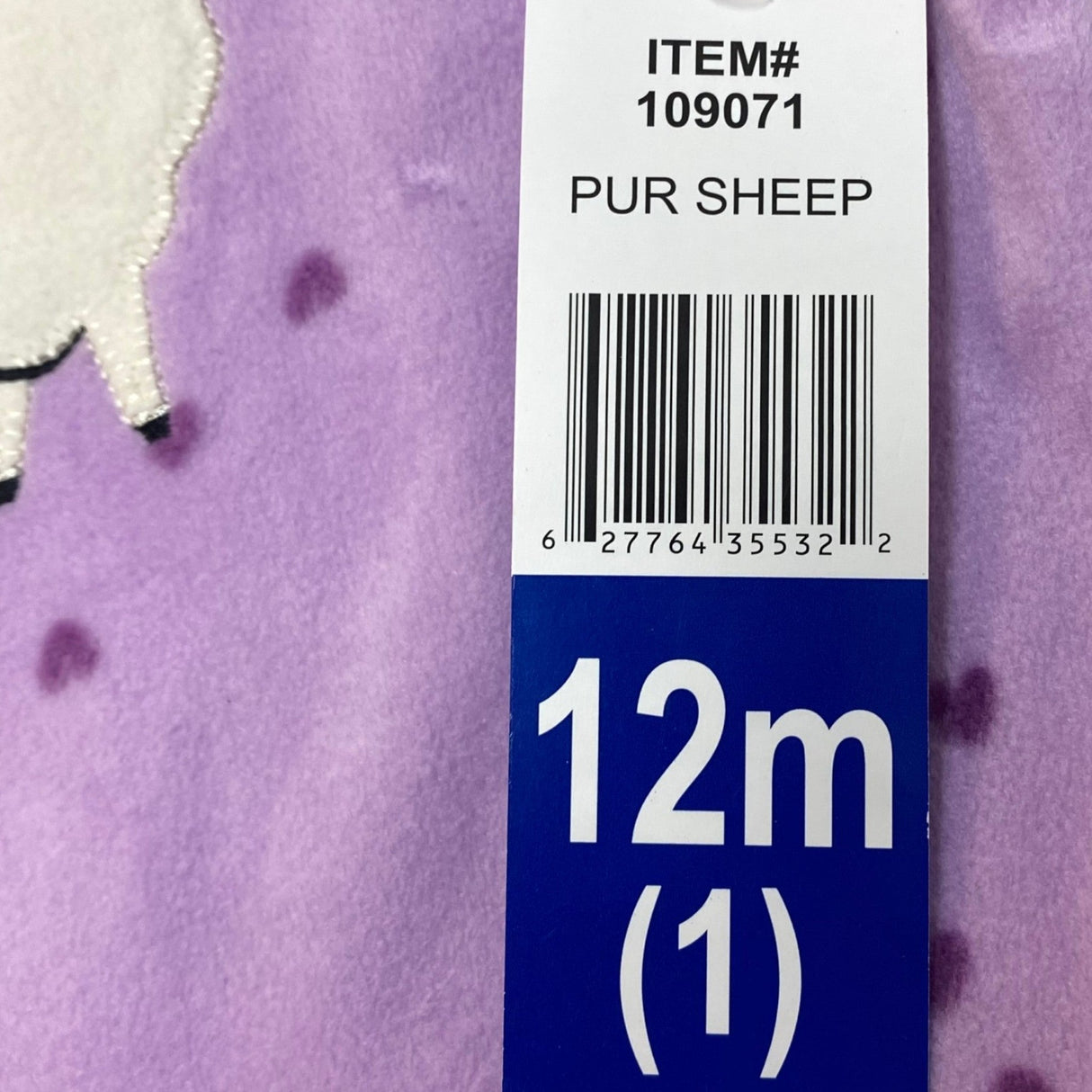 Pekkle Girl's Fleece Sleepsuit - Purple Sheep - 12 Months SIZE - 1