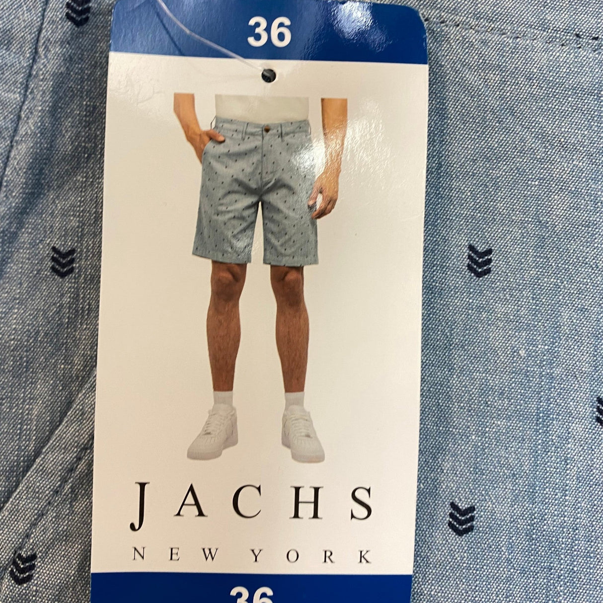 Jachs Men's Patterned Chambray Shorts SIZE - 36