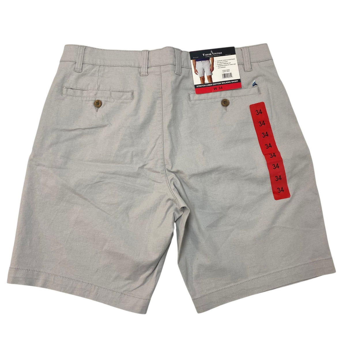 Tailor Vintage Men's Stretch Linen Cotton Walking Short SIZE - 34