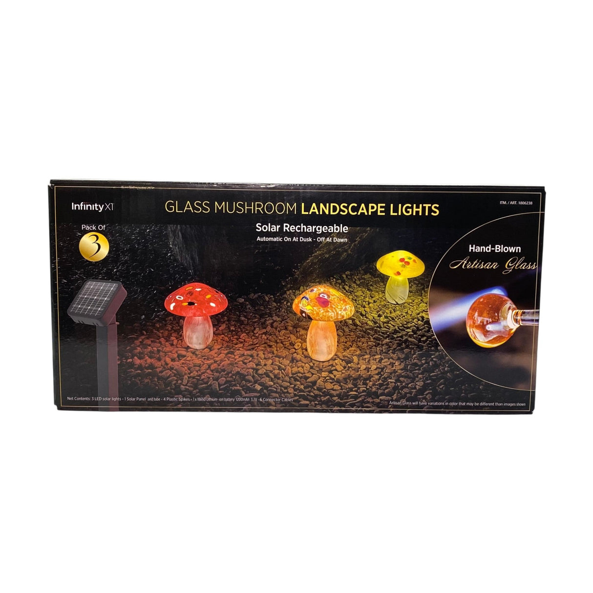 Infinity 3x Glass Mushroom Solar Lights
