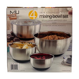 Miu 10 Piece Stainless Steel Mixing Bowl Set with Lids and Grater Attachments