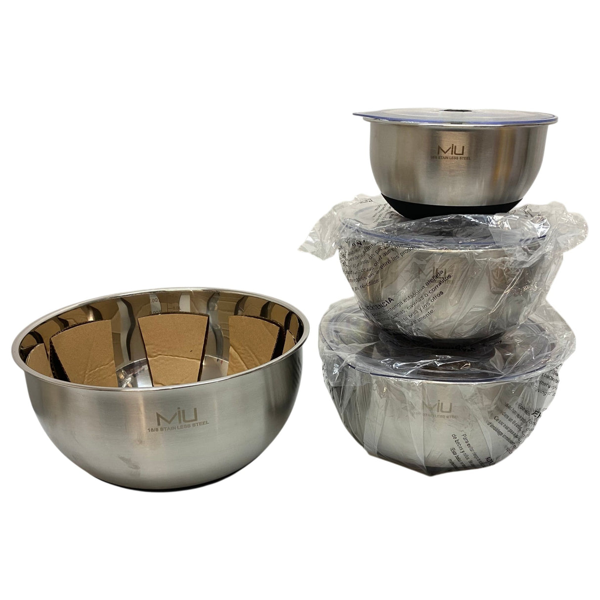 Miu 10 Piece Stainless Steel Mixing Bowl Set with Lids and Grater Attachments