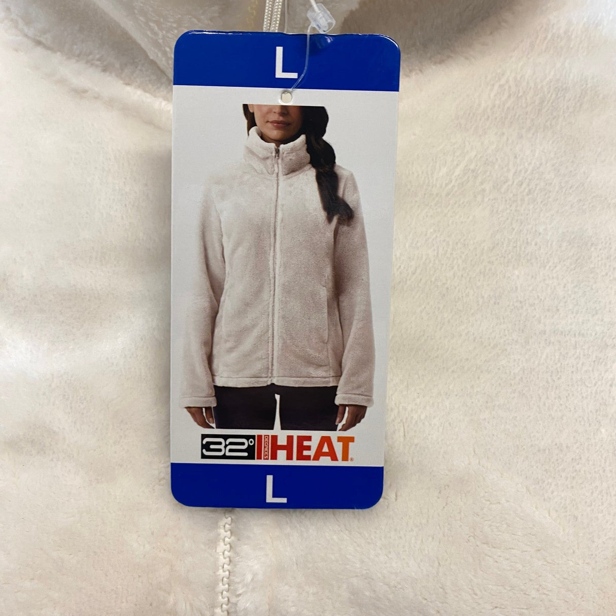 32Degrees Women's Full Zip Faux Fur Jacket - Cream SIZE - Large