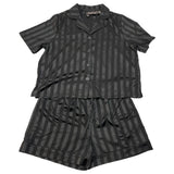 Carole Hochman Women's 2 Piece Satin Summer Pyjamas - Black SIZE - Extra Large