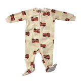 Pekkle Boy's Fleece Sleepsuit - White Firetruck - 9 Months SIZE - 9