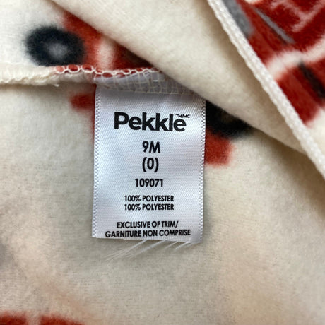 Pekkle Boy's Fleece Sleepsuit - White Firetruck - 9 Months SIZE - 9