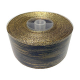 Holiday Wire-Edged Ribbon 6.3cm Wide - Navy Blue & Gold Design