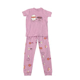 Pekkle Girl's 2 Piece Pyjama Set - Pink Cereal - 10/12 Year Old SIZE - 12